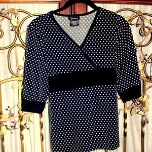 SPEECHLESS B/W Polka Dot Tie-Back Top-Jr. XL